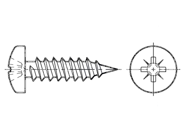 Schroef; 2,9x13; Kop: cilinder; Pozidriv; PZ1; ISO 7049; DIN 7981C Schroef; 2,9x13; Kop: cilinder; Pozidriv; PZ1; ISO 7049; DIN 7981C